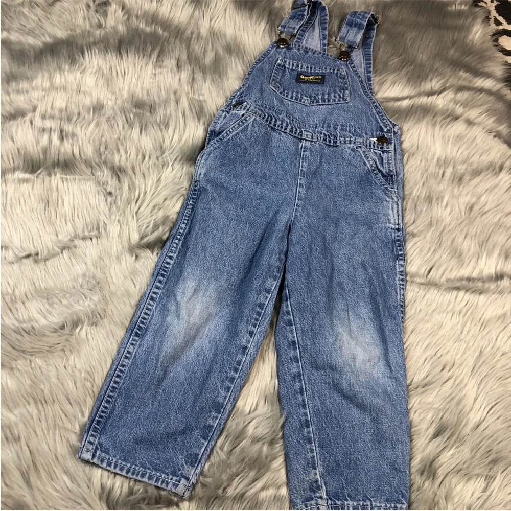 Vintage Oshkosh Bgosh Toddler Made USA Denim Distressed Worn Overalls